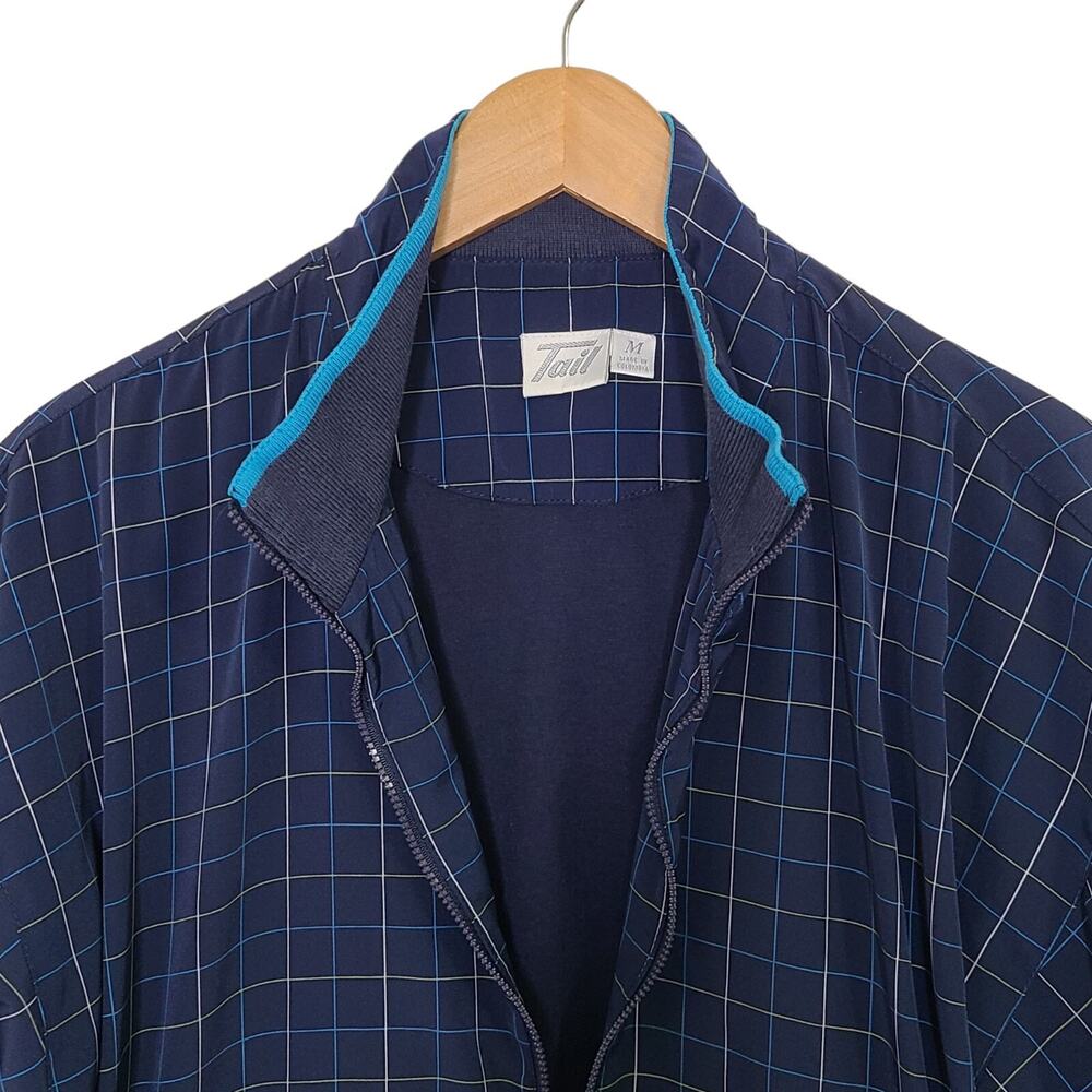 Tail Women's SZ M‎ Long Sleeve Full Zip Golf Jacket Blue Check Light Weight - Picture 3 of 8